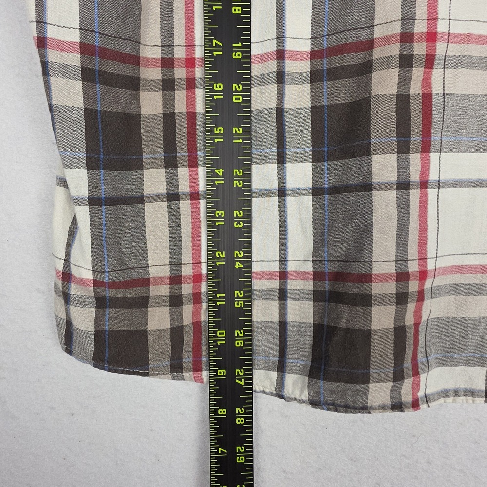 Wrangler‎ Men's Plaid Shirt M Brown Red Button Down 100% Cotton Western Thin - Picture 15 of 16